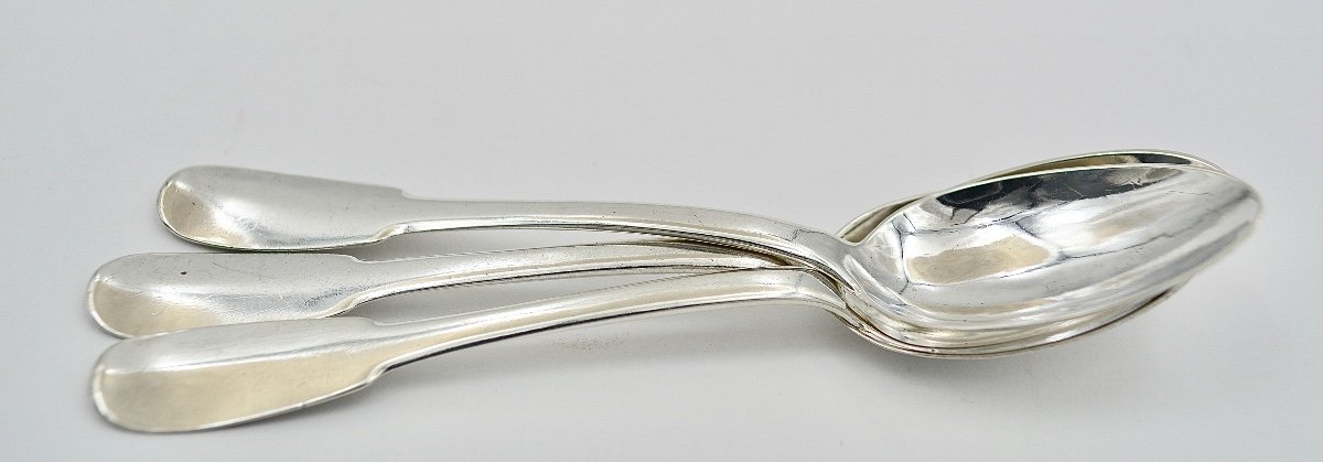 Suite Of Three Tea Spoons, France Eighteenth Century-photo-8