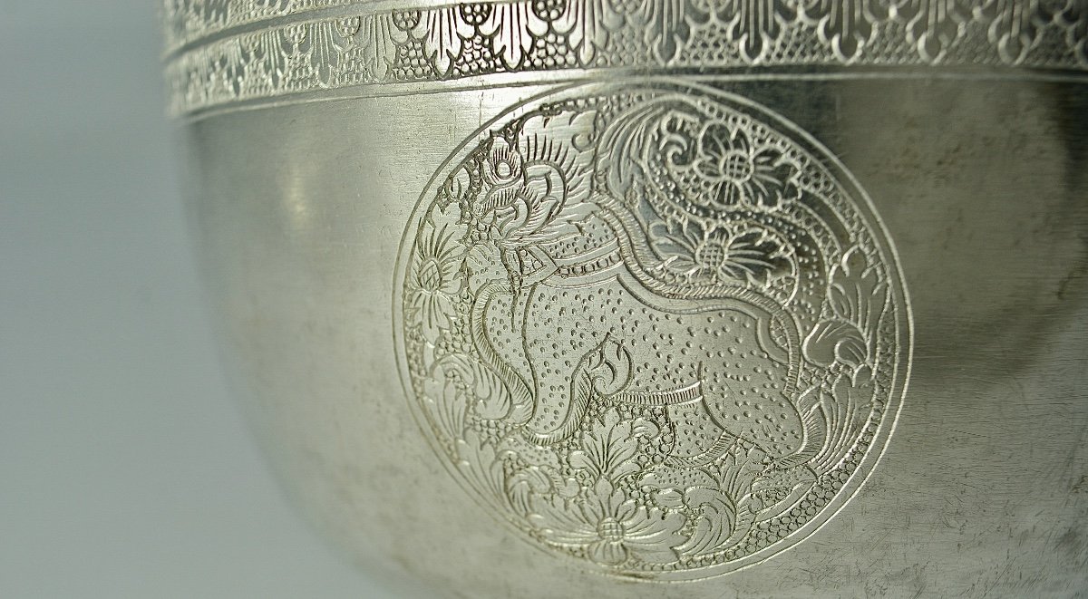 Rice Bowl And Its Silver Spoon. Cambodia Around 1900-photo-7