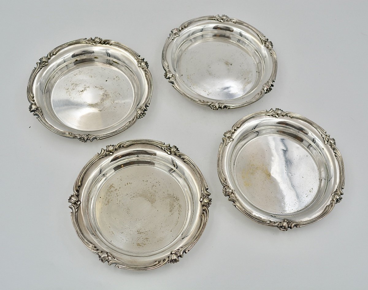 Christofle. Four Silver Bronze Bottle Coasters France Circa 1900-photo-2