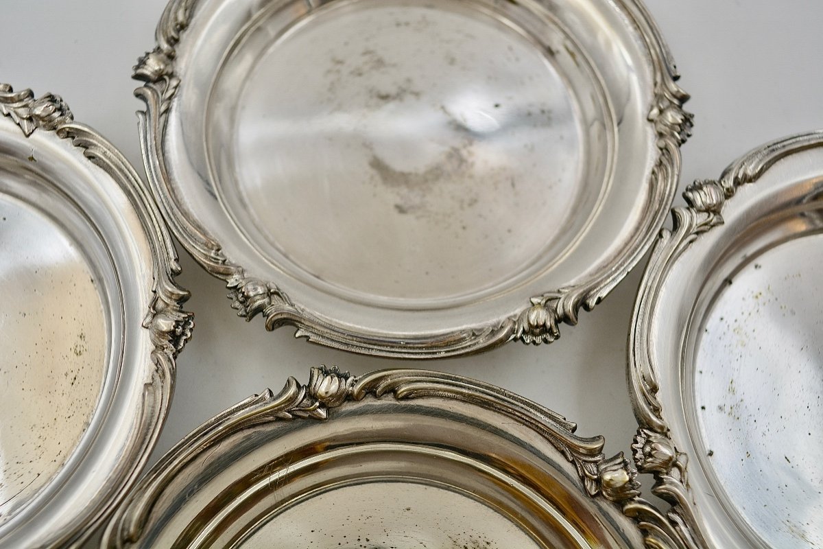 Christofle. Four Silver Bronze Bottle Coasters France Circa 1900-photo-6