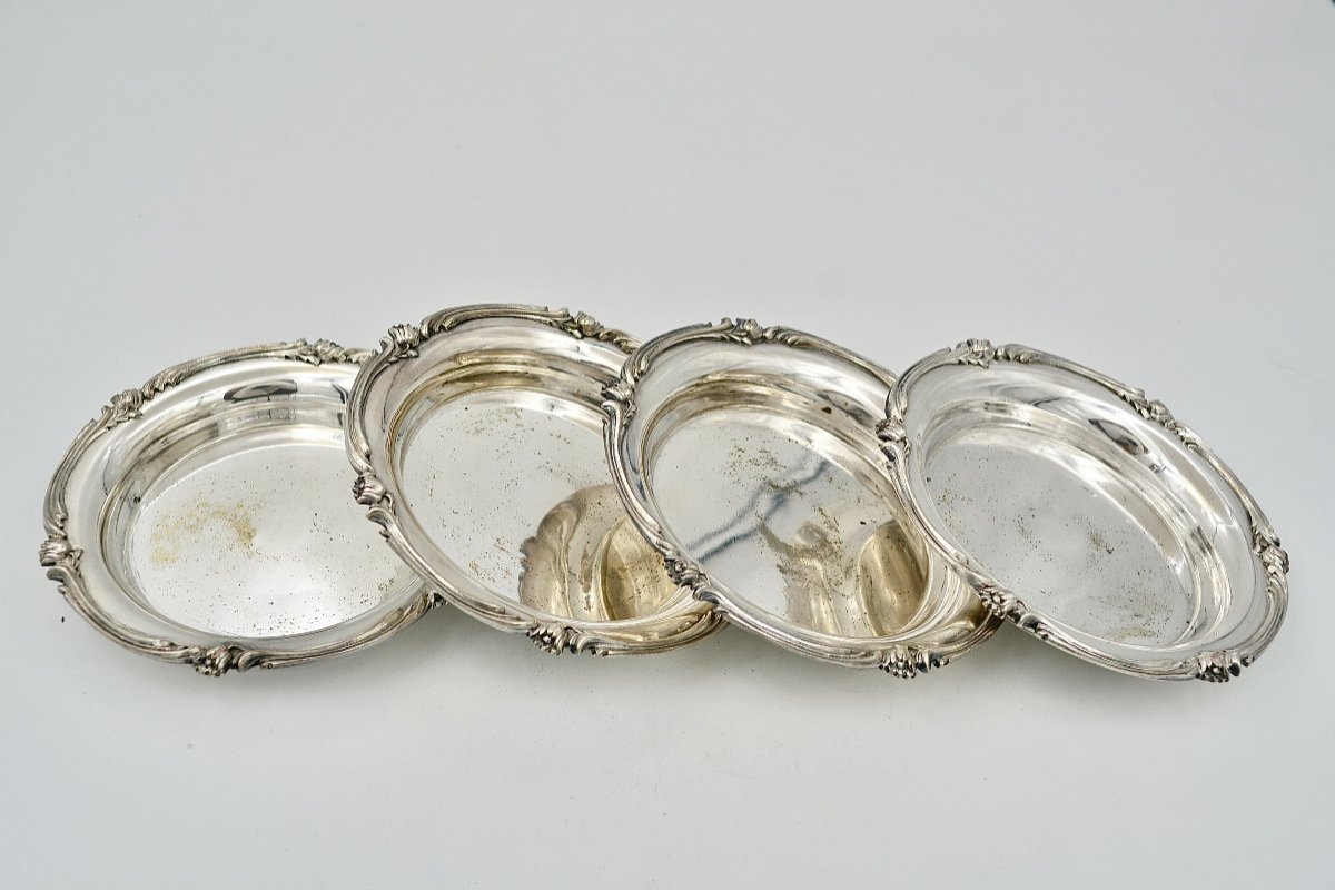 Christofle. Four Silver Bronze Bottle Coasters France Circa 1900