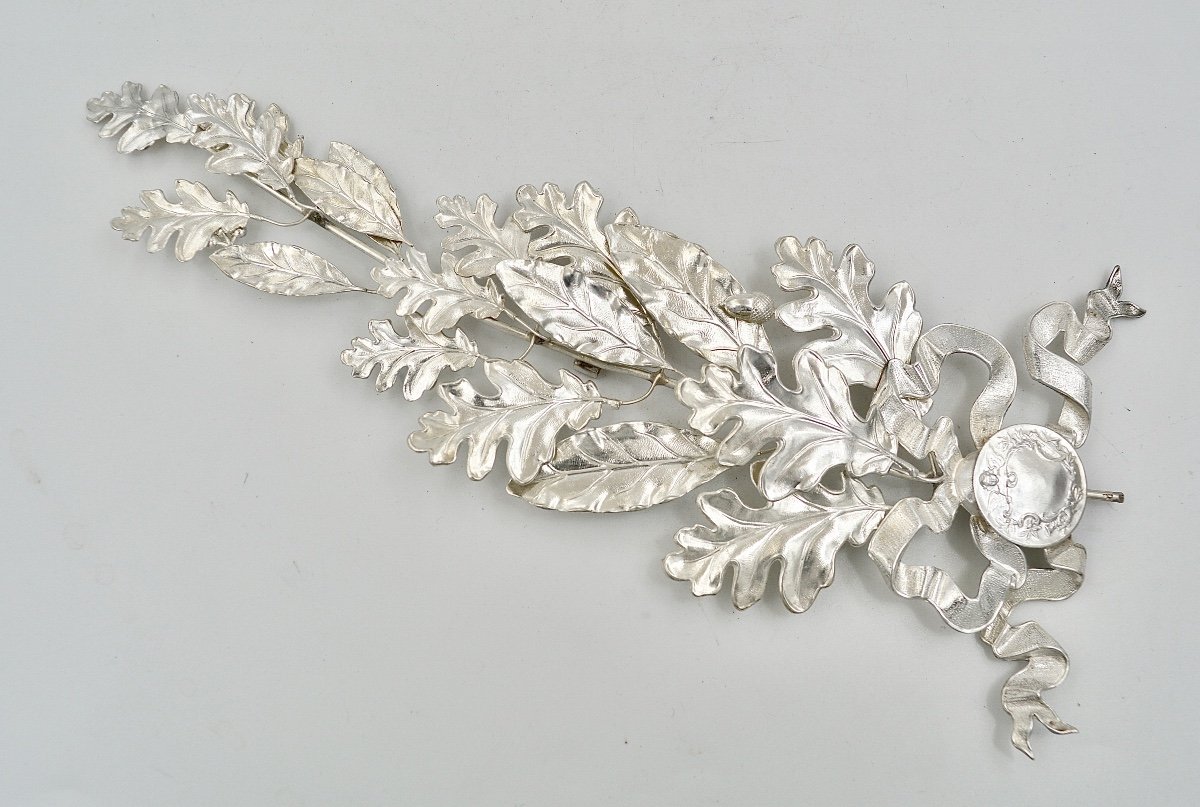 Decoration / A Branch In Silver France Around 1900-photo-3