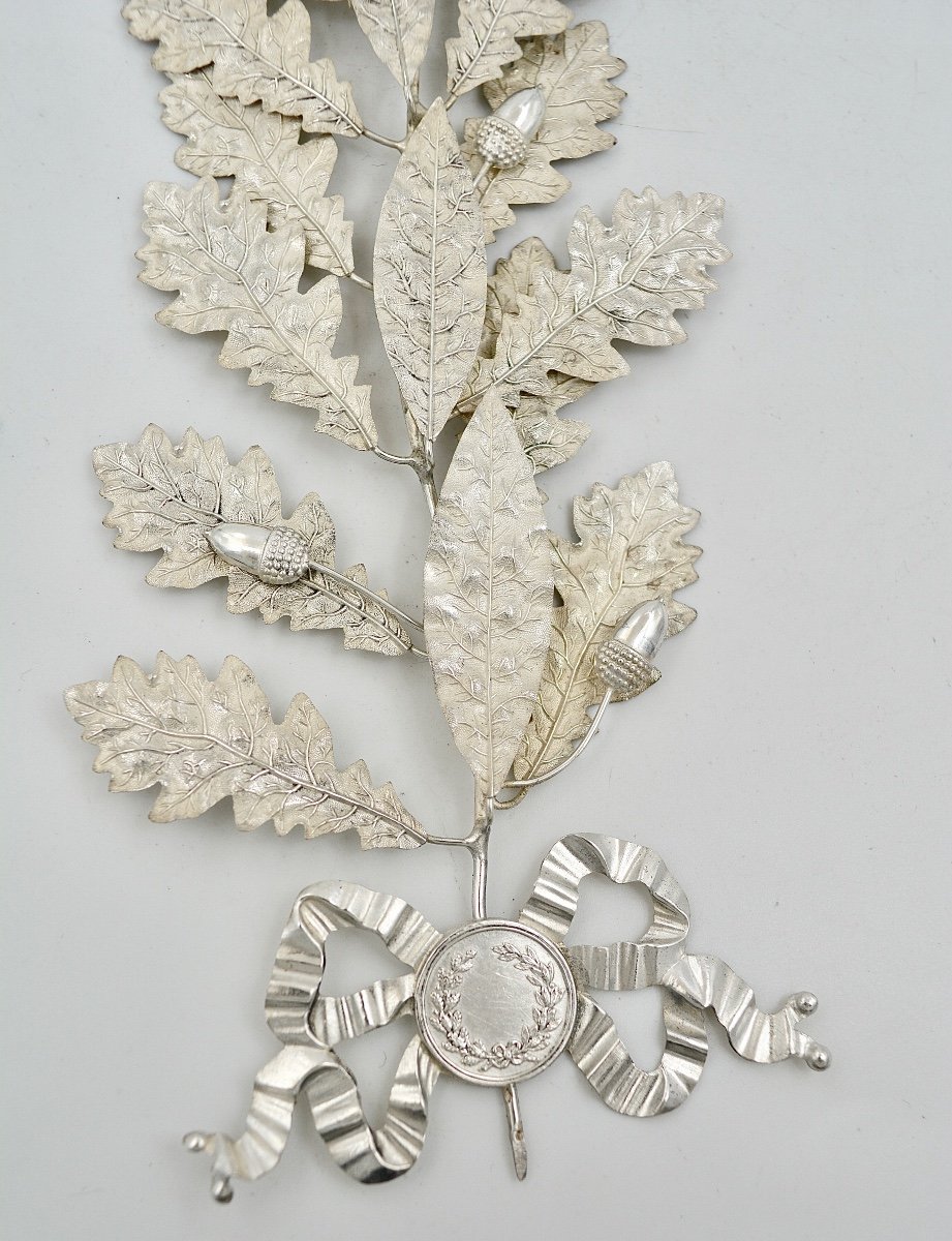 Decoration / Branch In Silver France Around 1900-photo-2