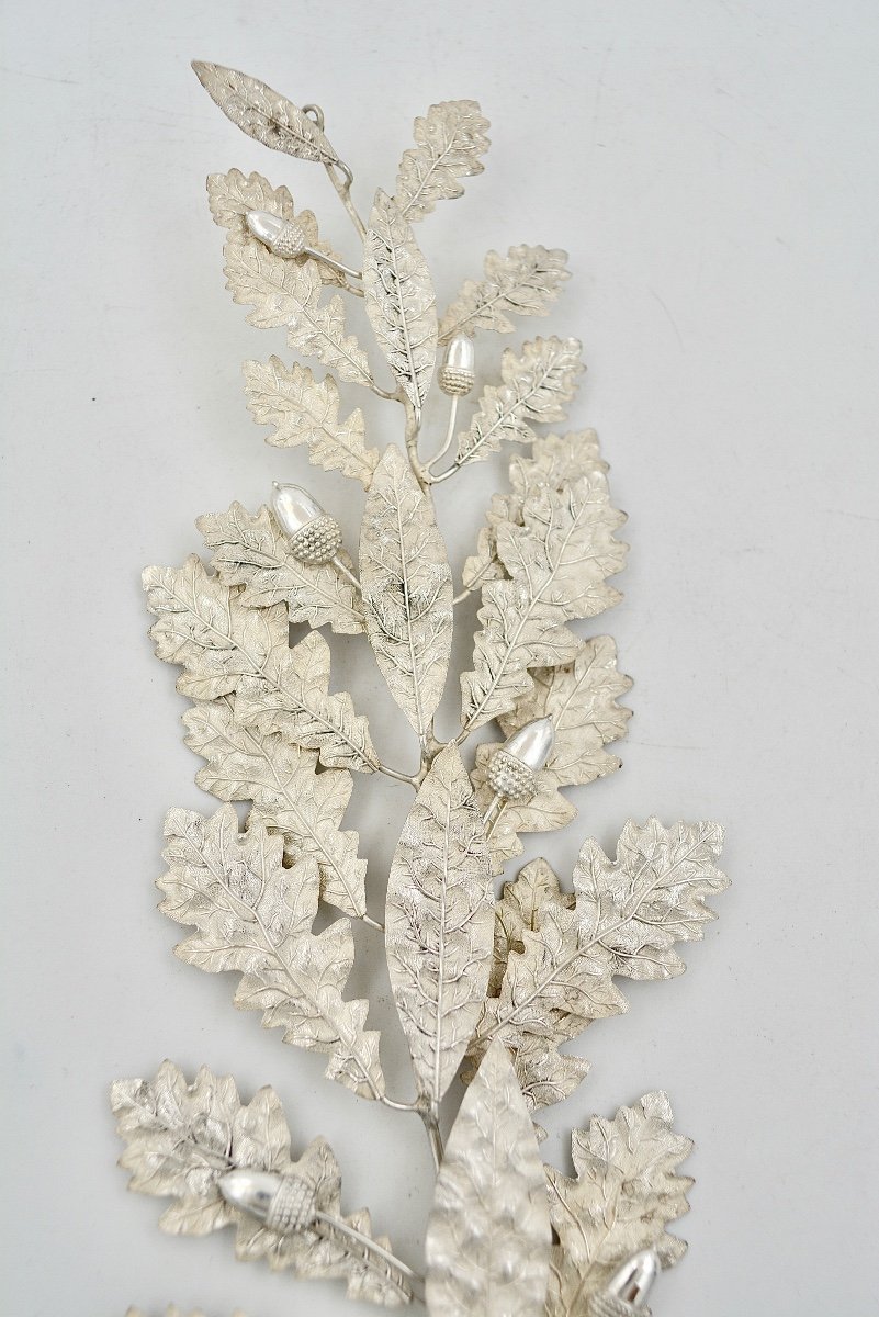 Decoration / Branch In Silver France Around 1900-photo-3