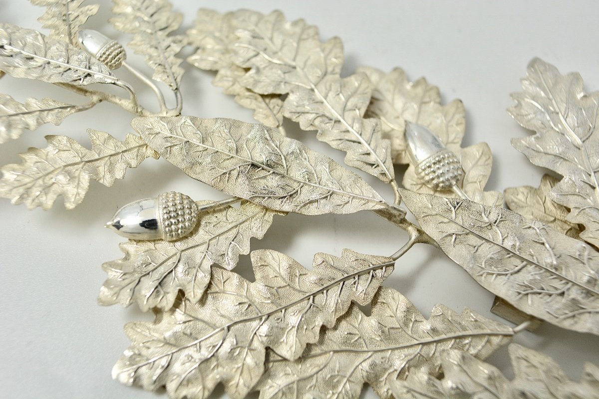 Decoration / Branch In Silver France Around 1900-photo-4