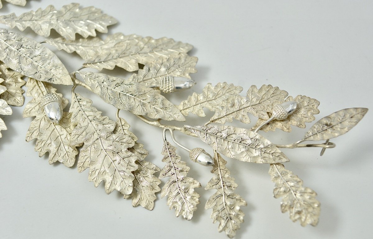 Decoration / Branch In Silver France Around 1900-photo-3