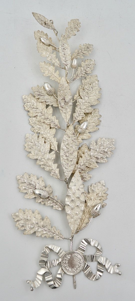 Decoration / Branch In Silver France Around 1900