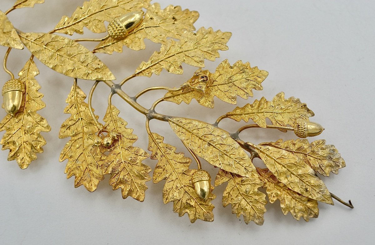 Decoration / Branch In Gilded Silver France Circa 1900-photo-2