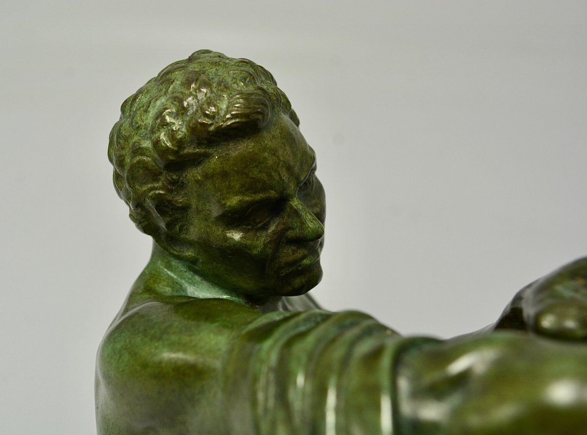 Edme Dumont ( 1720-1775 ) ( d'Apres ) Sculpture Bronze, Milon De Crotone -photo-4