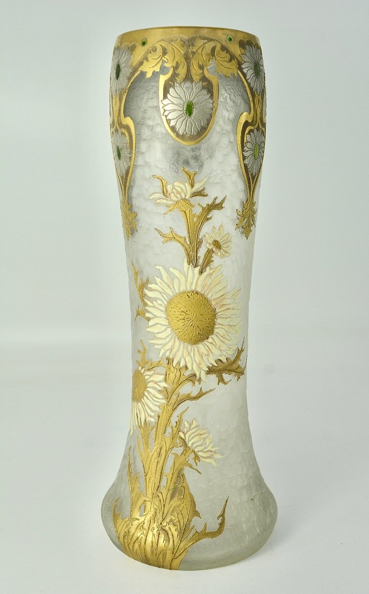 Legras, Frosted Vase, Cleared With Acid. France Around 1900