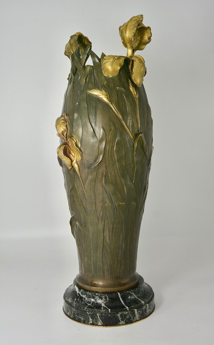 Art Nouveau. Vase En Bronze Signé " Abel " France Début Du XXe Siècle -photo-4