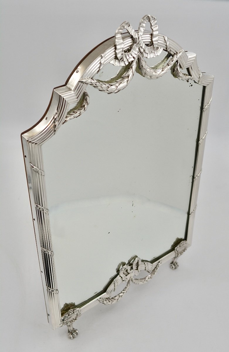 Toilet Mirror In Silver And Rosewood, France 19th Century By Boivin Orfevre-photo-2