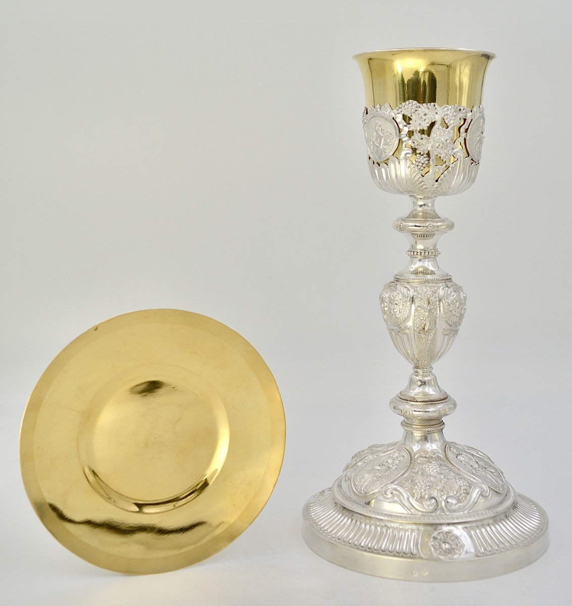 Chalice And Patene In Silver France 19th Century By Martin And Dejean Orfevre-photo-2