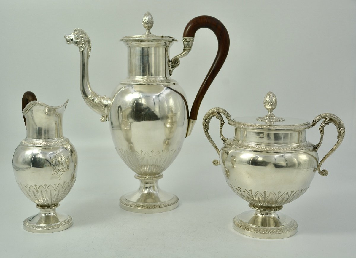 Silver Coffee  Service France Around 1900, Empire Style-photo-3