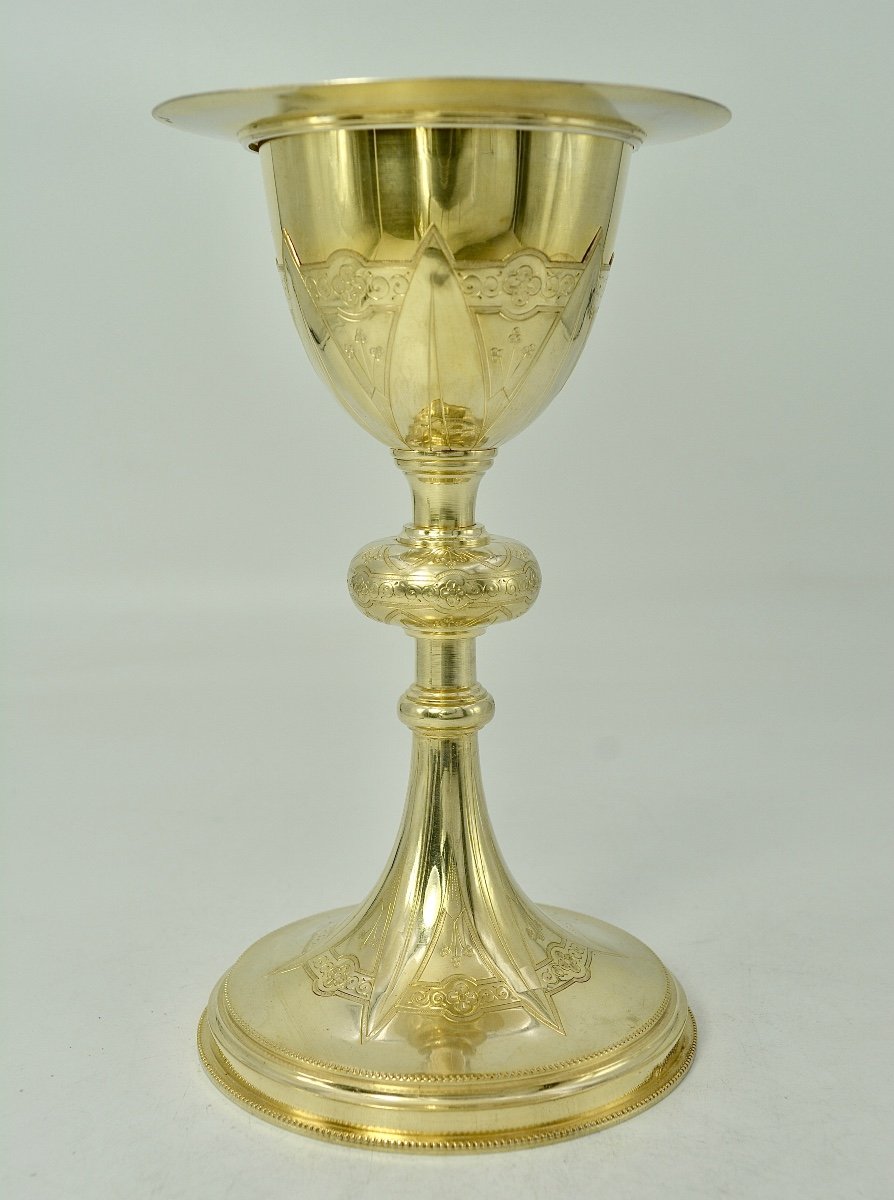 Chalice And Patene In Gilded Silver, France Circa 1927-photo-3