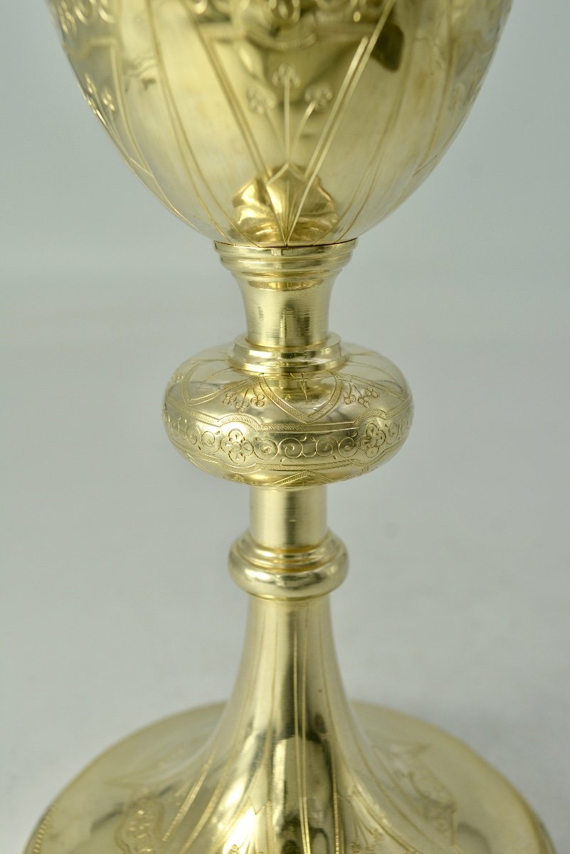 Chalice And Patene In Gilded Silver, France Circa 1927-photo-4