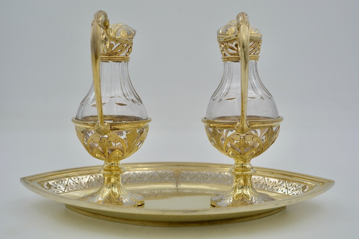 Burettes Liturgiques En Argent Et Cristal France XIXe Siecle, Par Armand Calliat Orfevre -photo-3