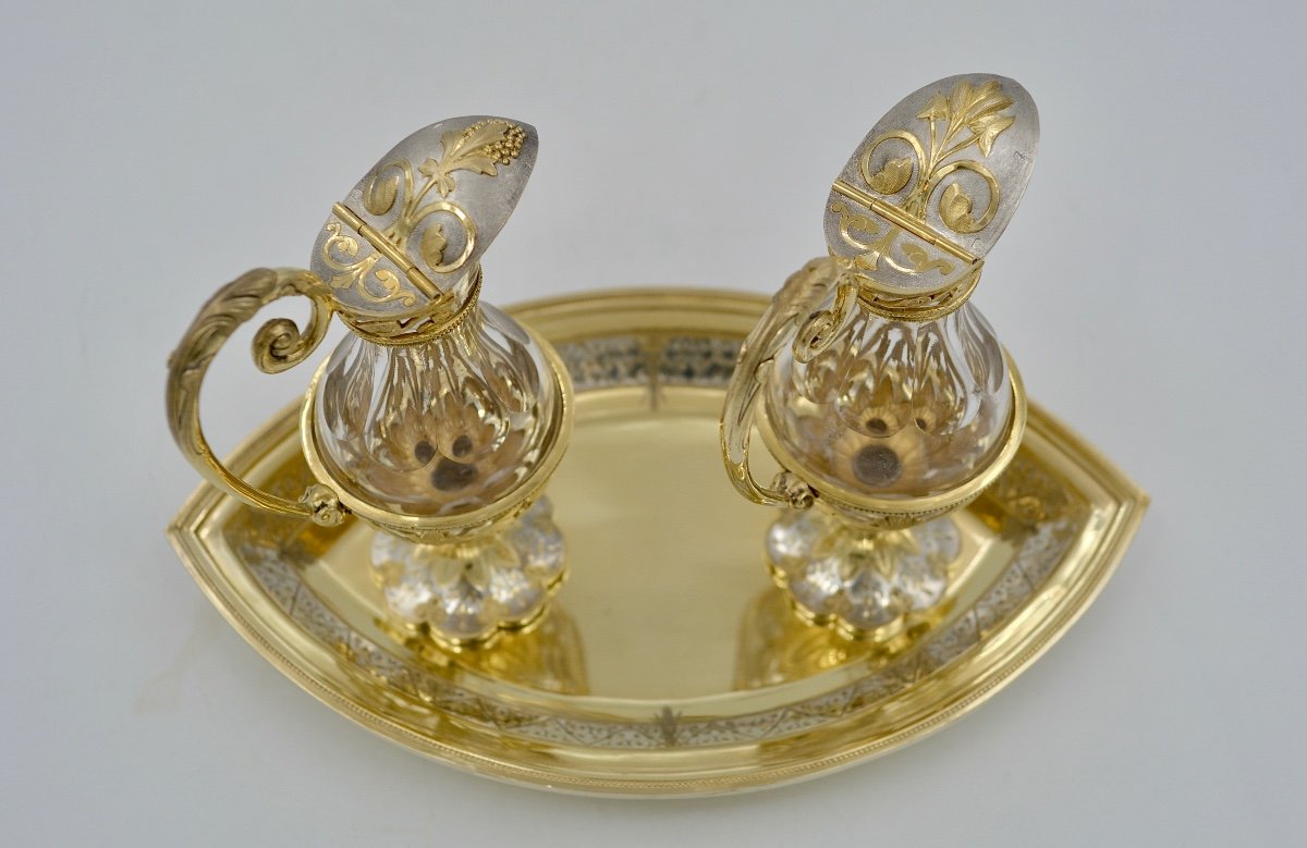 Burettes Liturgiques En Argent Et Cristal France XIXe Siecle, Par Armand Calliat Orfevre -photo-7