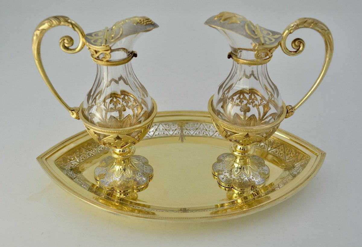 Burettes Liturgiques En Argent Et Cristal France XIXe Siecle, Par Armand Calliat Orfevre -photo-8