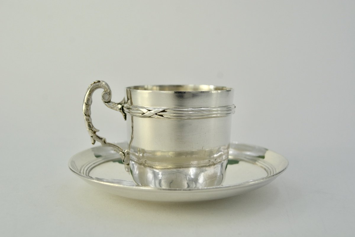 Coffee Cup And Its Saucer, Silver France Circa 1882-photo-3