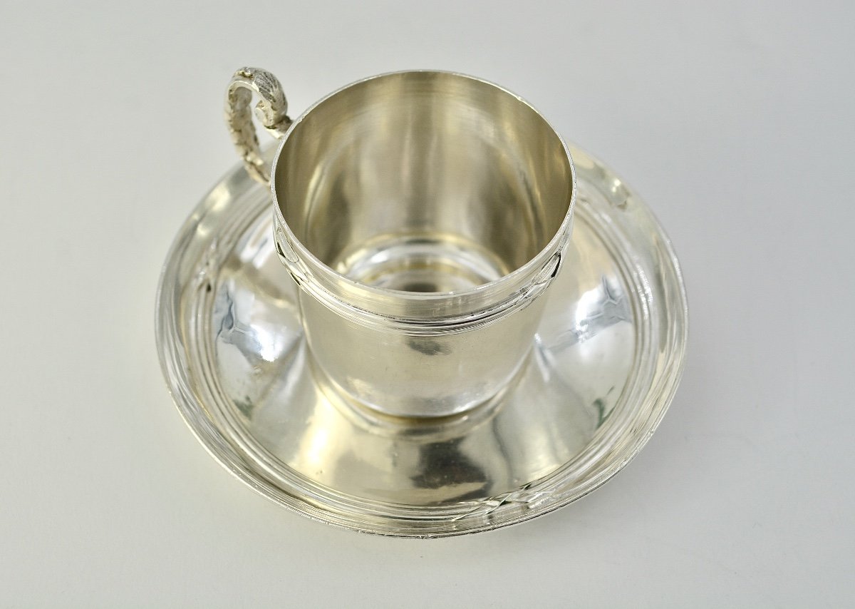 Coffee Cup And Its Saucer, Silver France Circa 1882-photo-4