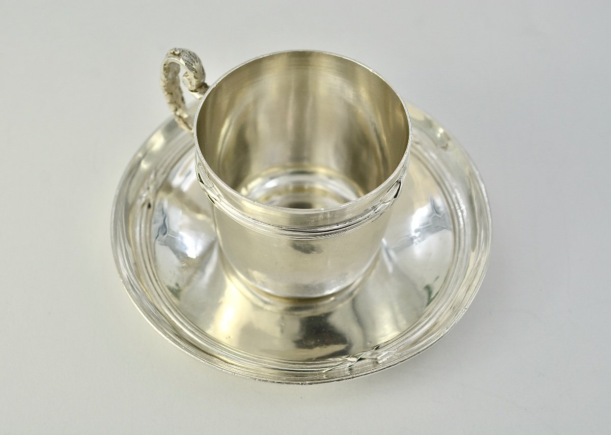 Tasse à Café Et Sa Sous Tasse, Argent France Vers 1882-photo-4