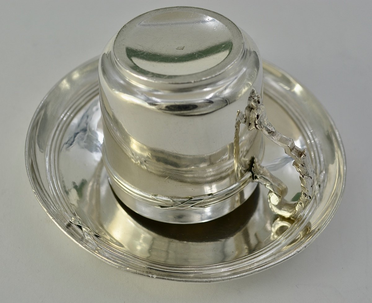 Coffee Cup And Its Saucer, Silver France Circa 1882-photo-2