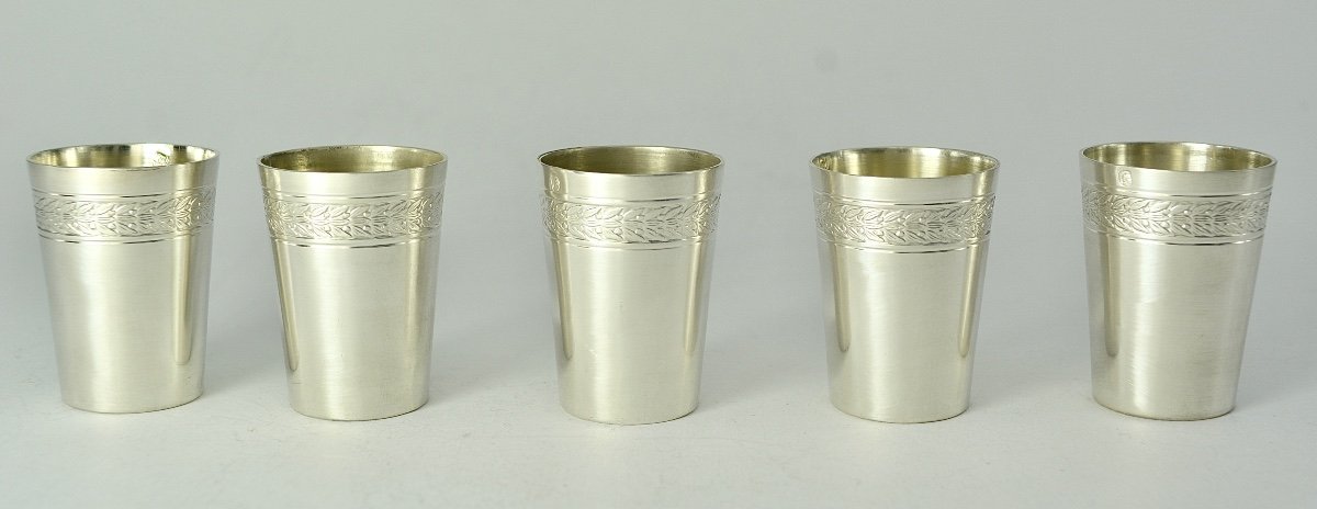 Silver Liqueur / Vodka Glasses 17 Pieces, France Circa 1905-photo-6