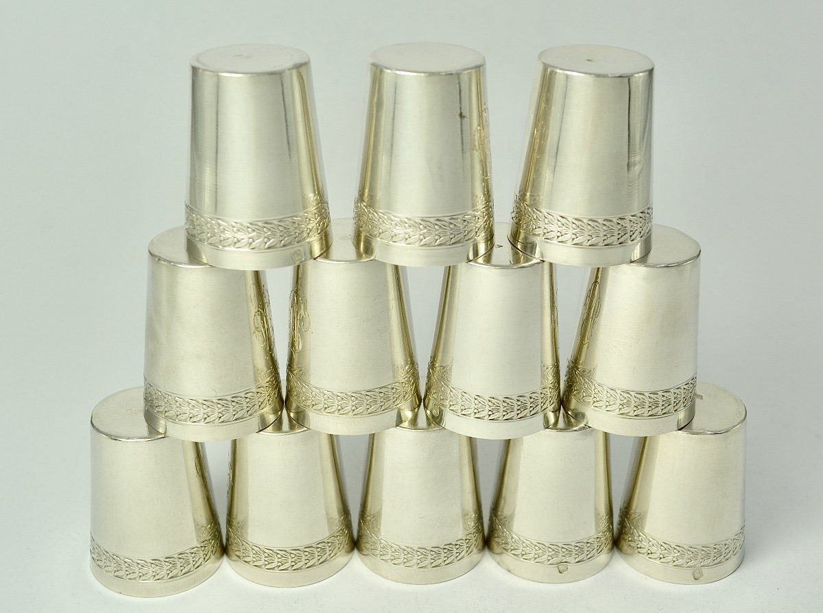 Silver Liqueur / Vodka Glasses 17 Pieces, France Circa 1905