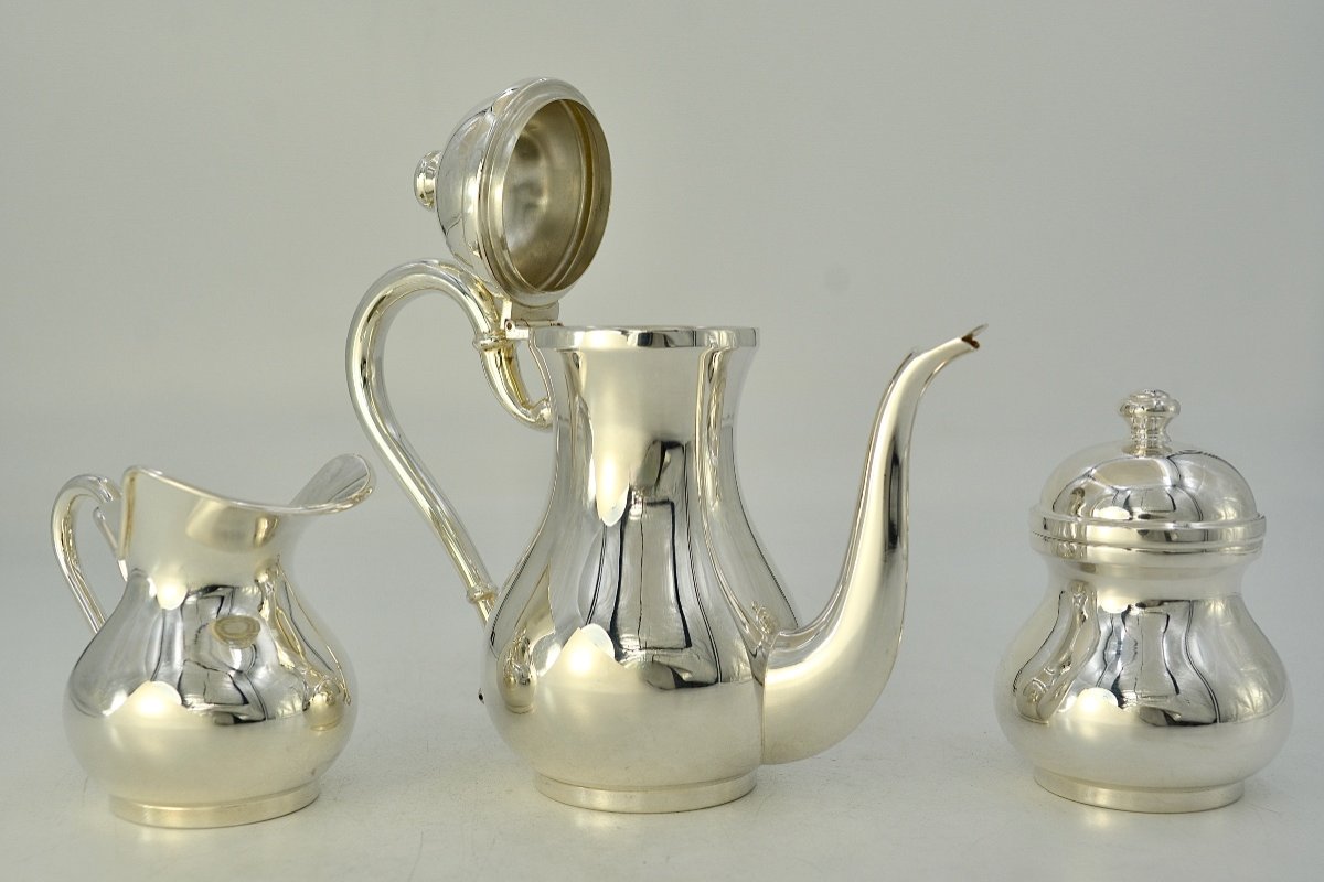 Selfish Tea Service In Silver, Italy 20th Century. -photo-3