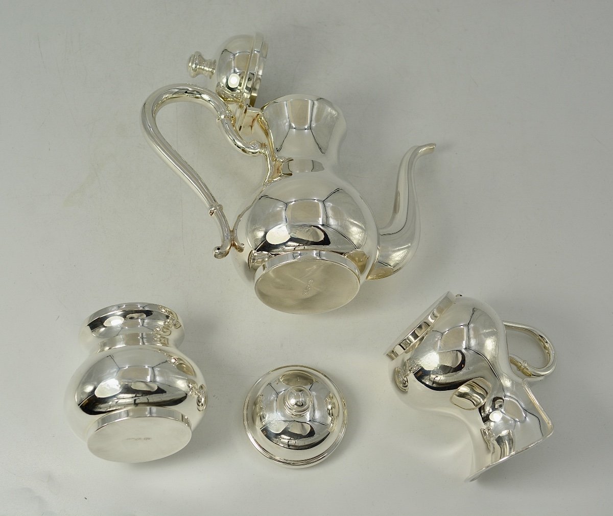 Selfish Tea Service In Silver, Italy 20th Century. -photo-2