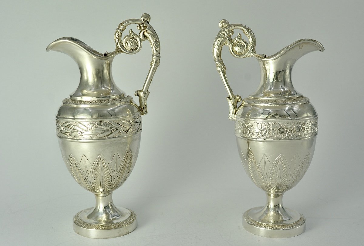 Paire De Burettes d'église En Argent. France 1819-1838