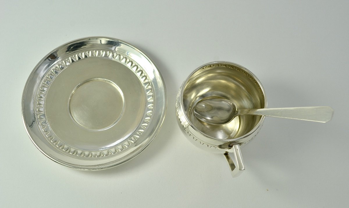 Art Deco. Cup And Its Silver Saucer France Early 20th Century -photo-4