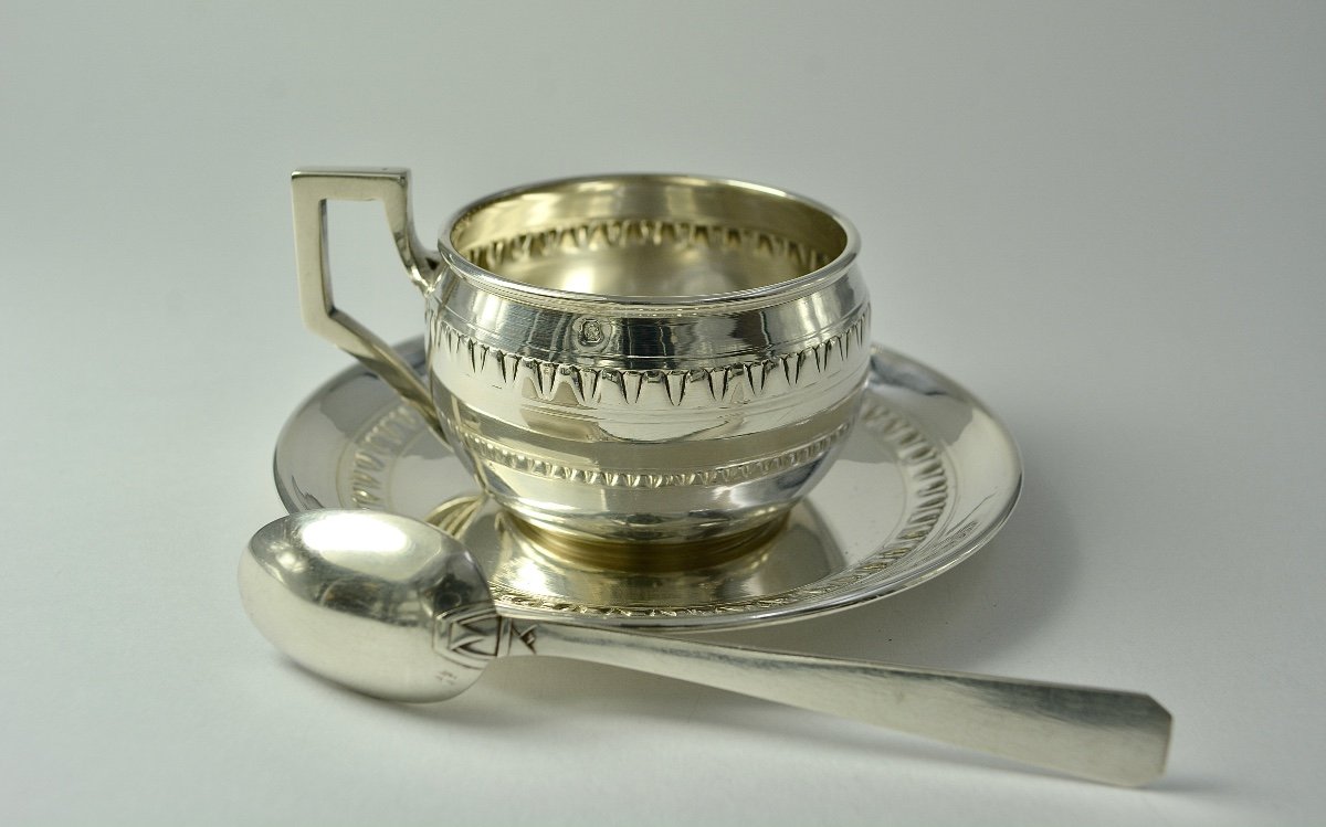 Art Deco. Cup And Its Silver Saucer France Early 20th Century -photo-1