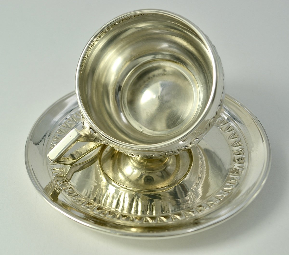 Art Deco. Cup And Its Silver Saucer France Early 20th Century -photo-5