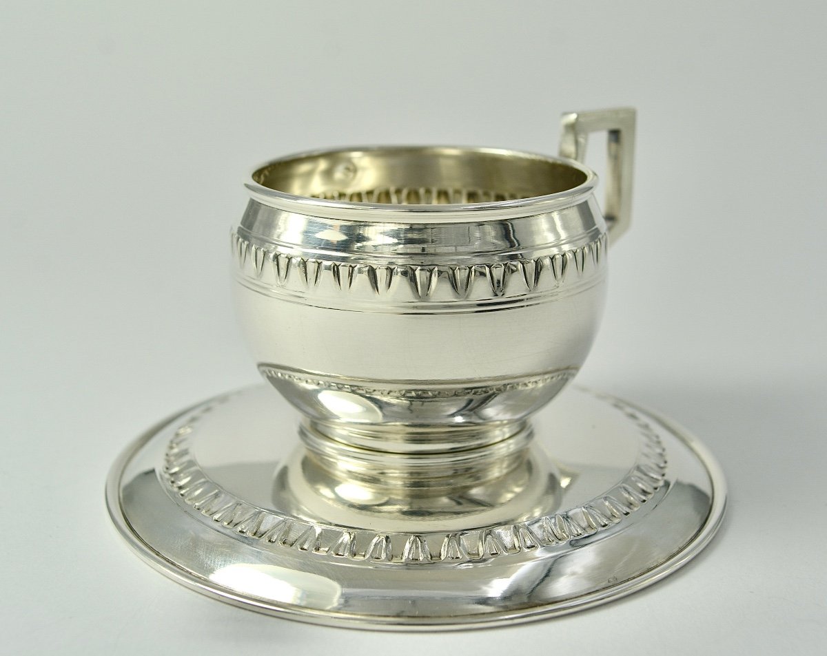 Art Deco. Cup And Its Silver Saucer France Early 20th Century -photo-6