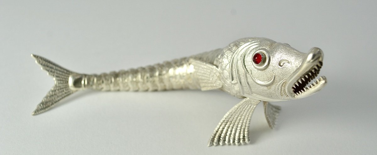 Articulated Fish In Silver Spain Mid 20th Century -photo-1