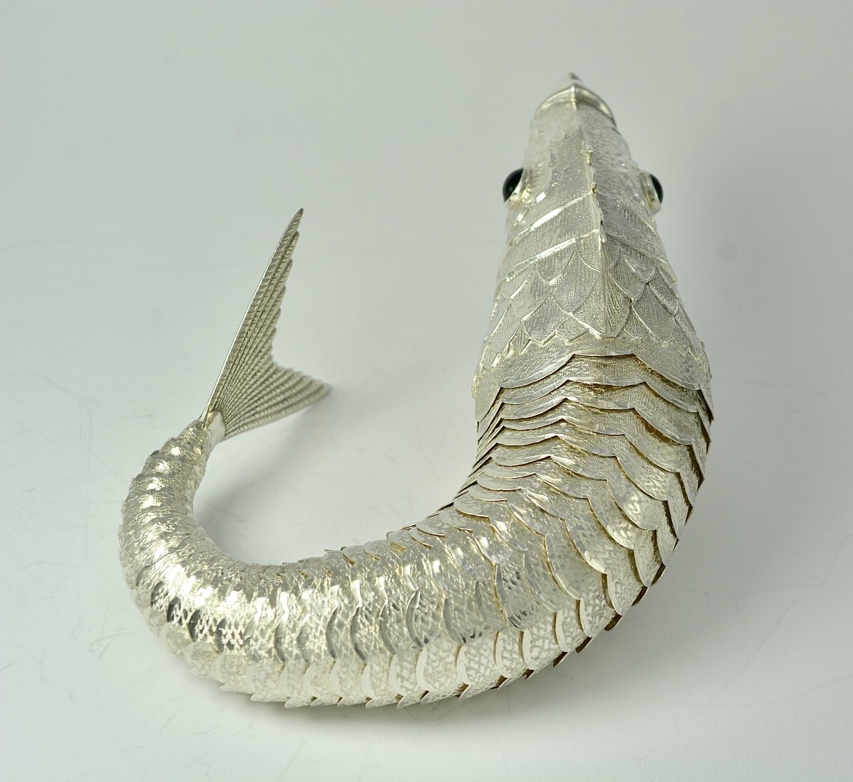 Articulated Fish In Silver Spain Mid 20th Century -photo-5