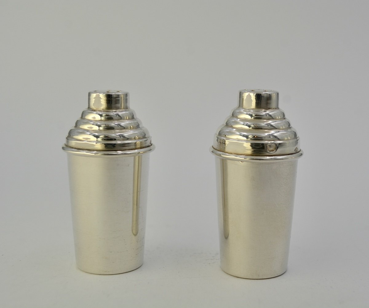 Pair Of Silver Pepper Pots France Circa 1900