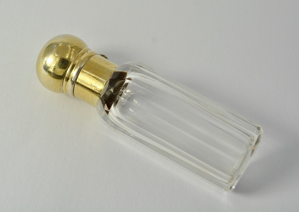 Flacon A Parfum Pour  Voyage, Cristal Argent France Vers 1900, Par Keller Orfèvre -photo-4