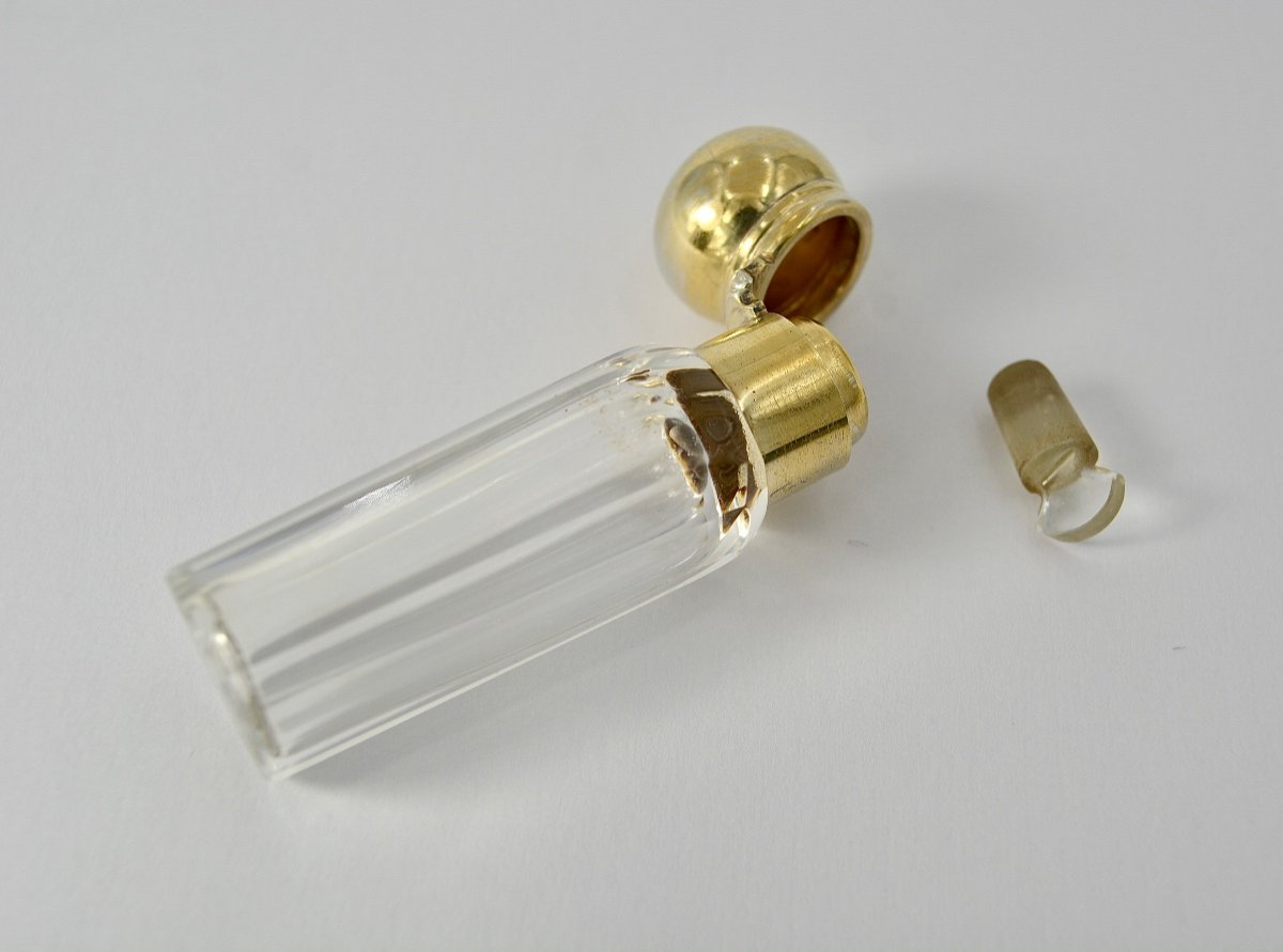 Flacon A Parfum Pour  Voyage, Cristal Argent France Vers 1900, Par Keller Orfèvre -photo-2