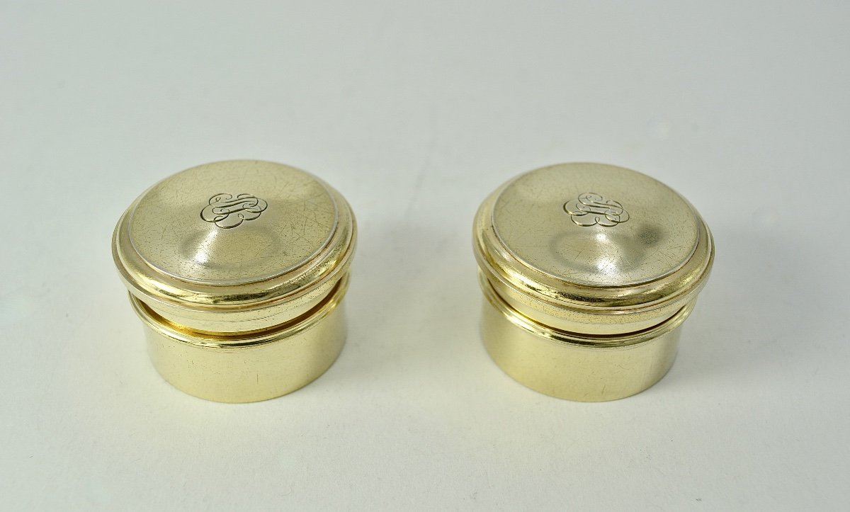 Pair Of Boxes / Containers In Gilt Silver, France Around 1900, By Keller-photo-3