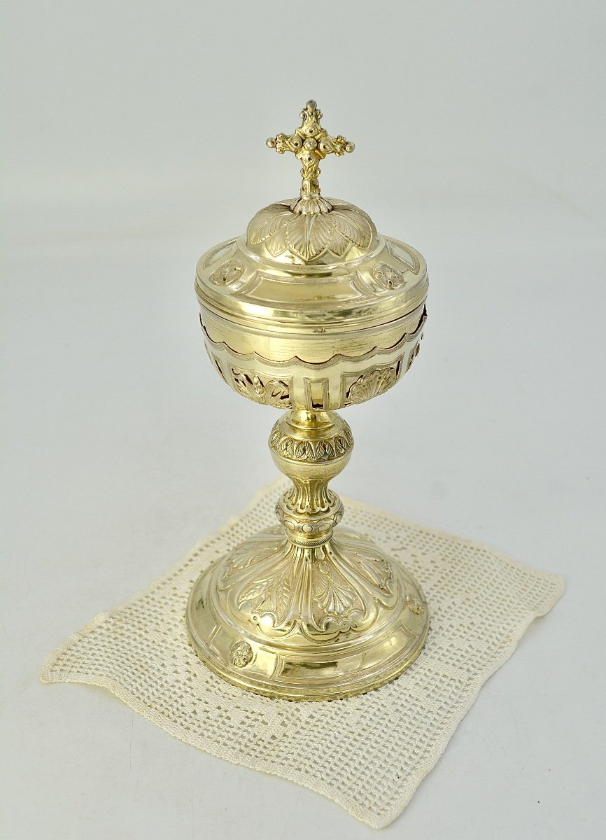 Silver Gilt Ciborium, France Circa 1940, By Favier Frères Orfèvres -photo-8