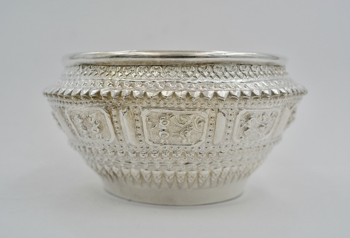 Early 20th Century Cambodian Silver Rice Bowl 