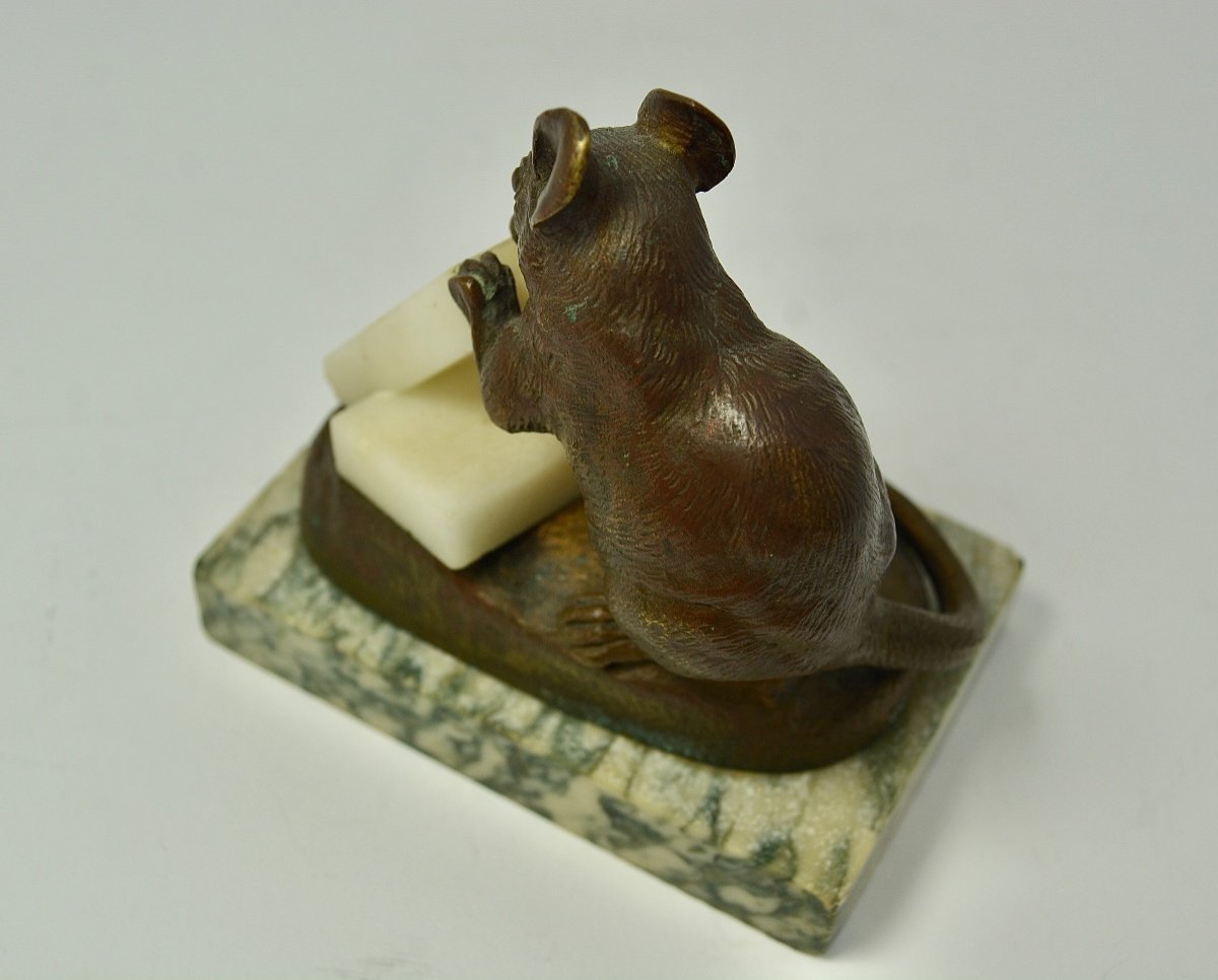 Masson, Bronze "mouse With Two Sugar Cubes" Circa 1900-photo-4