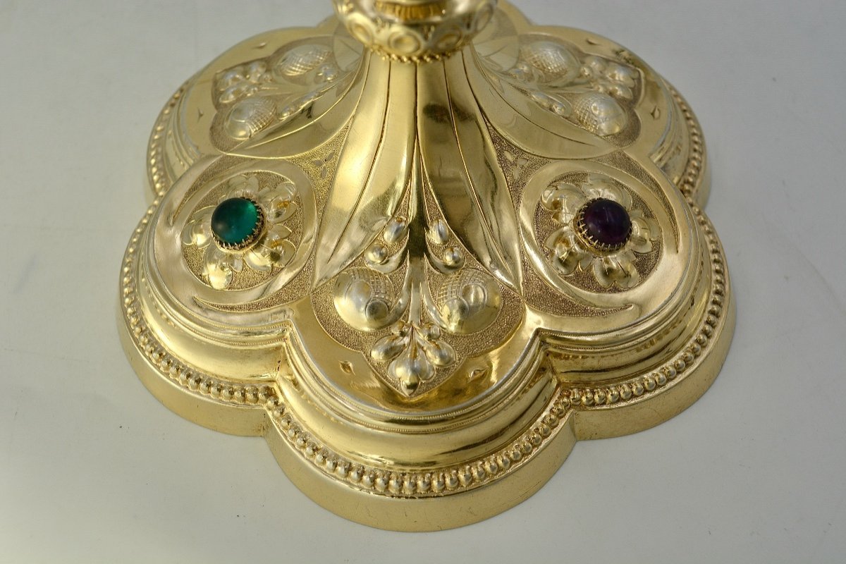 Chalice And Paten In Gilded Silver. France Circa 1870-photo-3