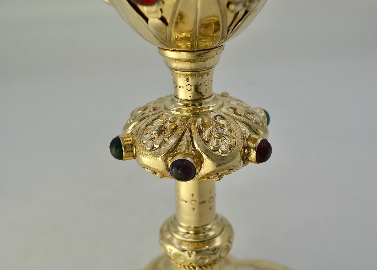 Chalice And Paten In Gilded Silver. France Circa 1870-photo-6