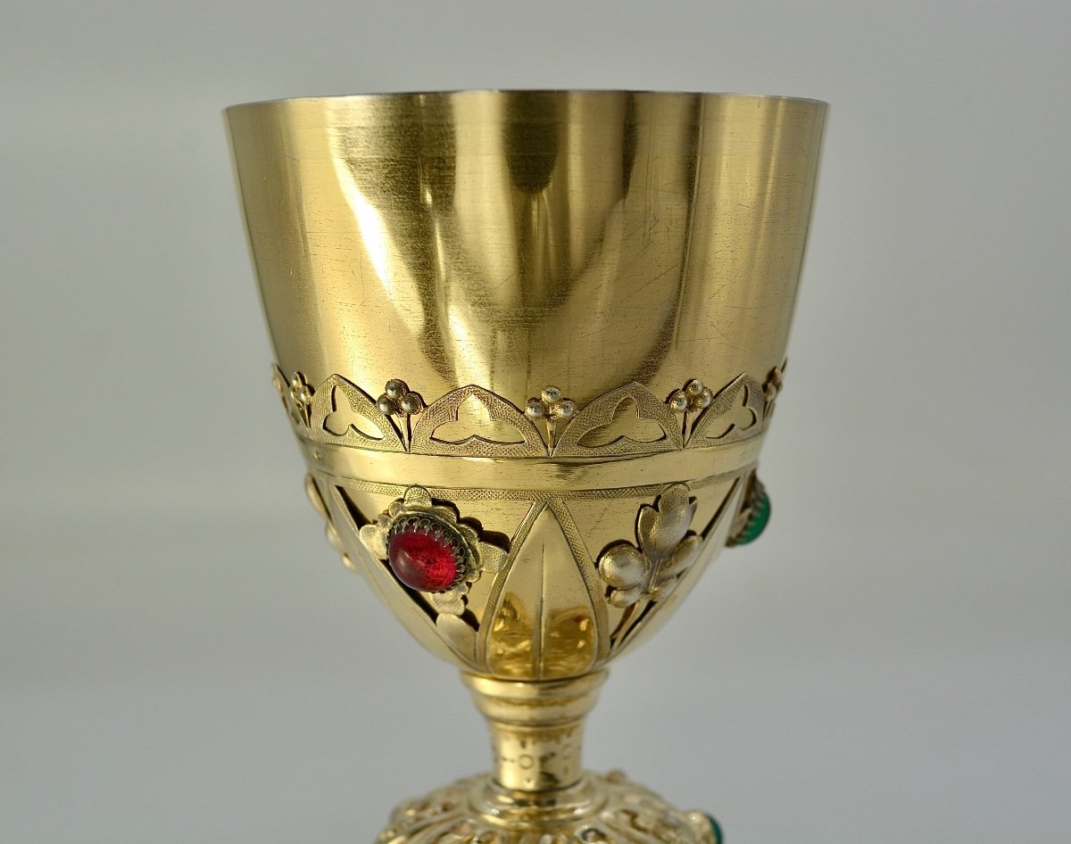 Chalice And Paten In Gilded Silver. France Circa 1870-photo-7