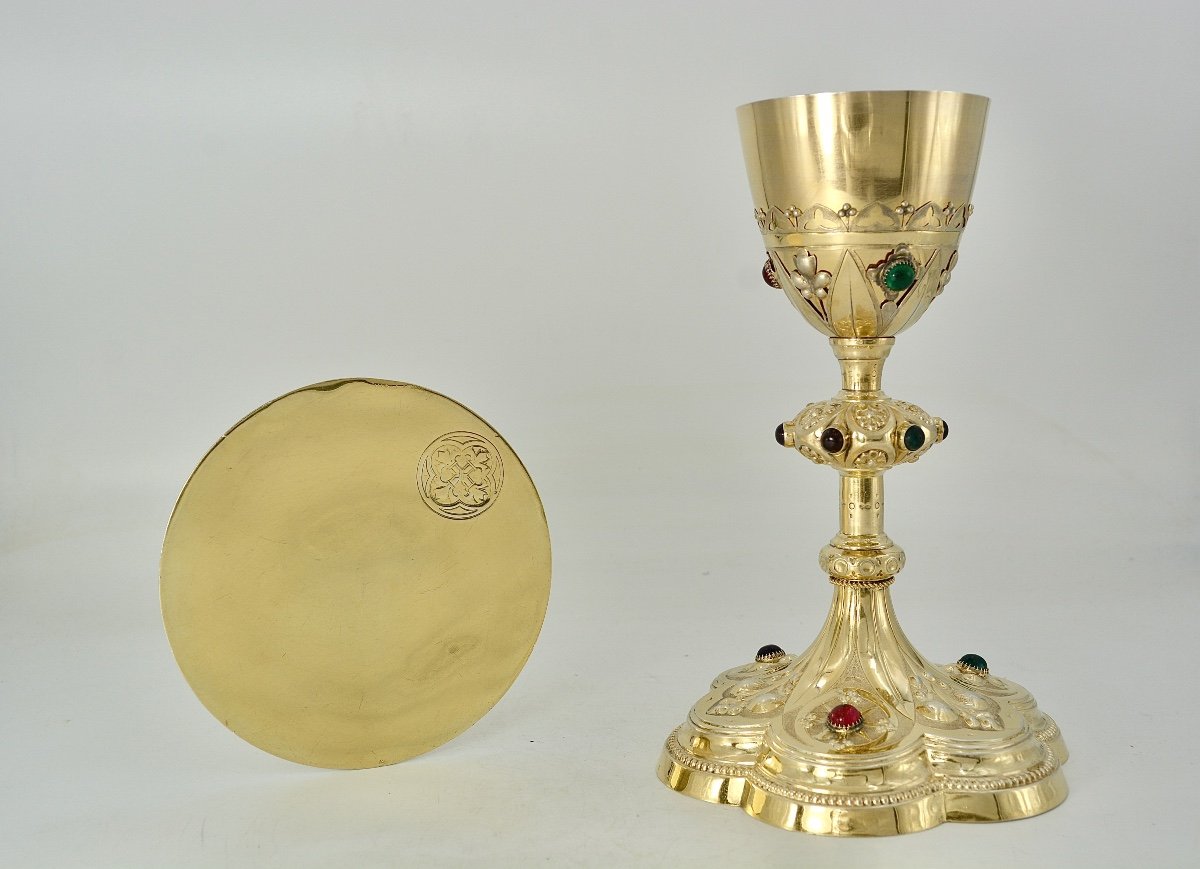 Chalice And Paten In Gilded Silver. France Circa 1870