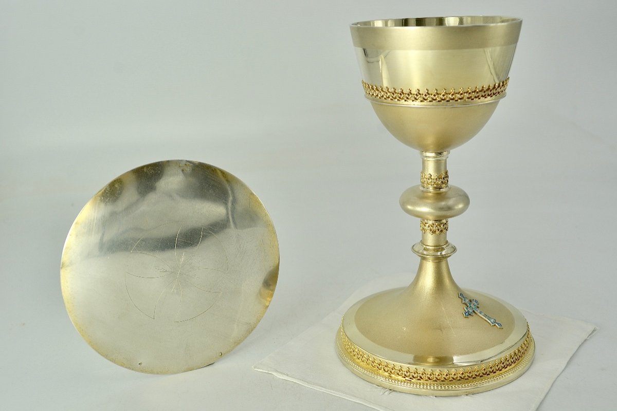 Silver Gilt Chalice, France 19th Century By Demarquet Frères Goldsmith -photo-2